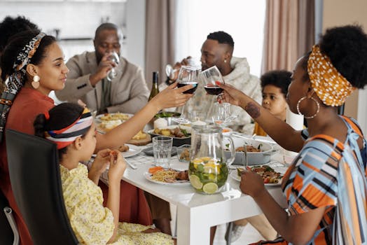 A family enjoying dinner together